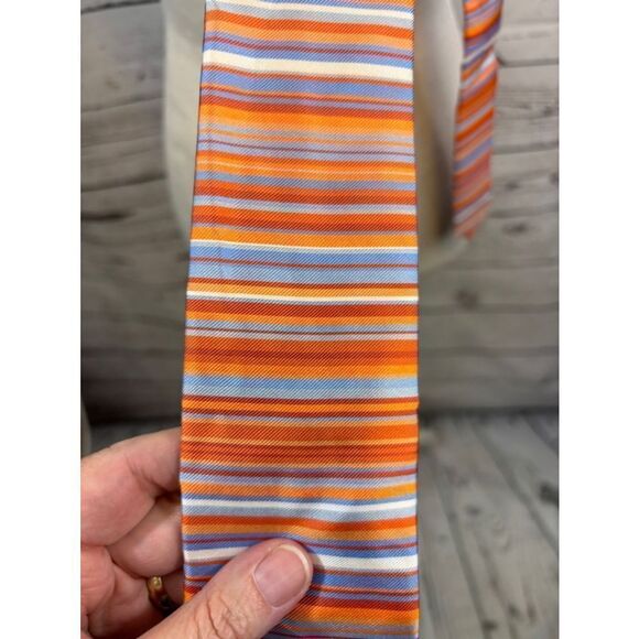 Men's Ferrell Reed Tie, One Size, Orange & Blue Striped - Picture 2 of 3